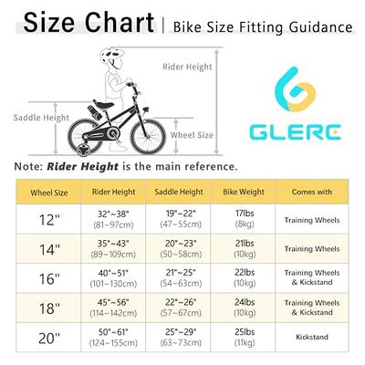 Glerc Girls Bike 3-12 Years Kids 14 16 20 Inch Training Wheels