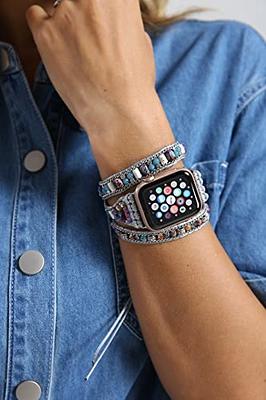 BOKIIWAY Handmade Beaded Boho Watch Bracelet Band Compatible with Apple  Watch 38mm/40mm/41mm/42mm/44mm/45mm-Watch Strap for Iwatch Series