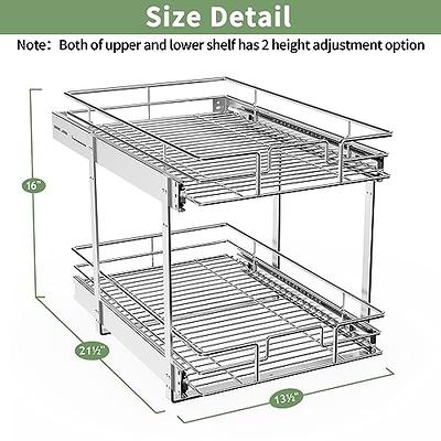 ROOMTEC Pull Out Cabinet Organizer for Narrow Cabinet (5 WX 21 D),  Kitchen Cabinet Organizer and Storage 2-Tier Cabinet Pull Out Shelves Under