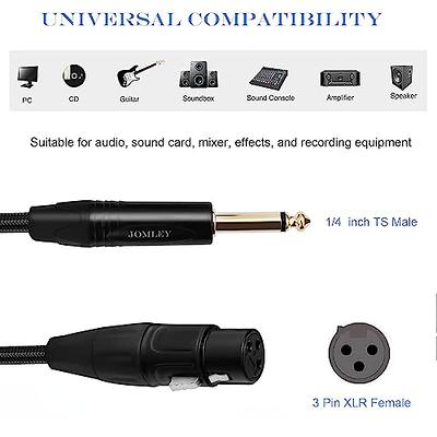 JOMLEY Female XLR to 1/4 inch TS Mono Cable, 6.35mm Mono to XLR Female Jack  Unbalanced XLR Microphone Cable, Nylon Braid Female XLR to 1/4 Cable for  Dynamic Microphone-3.3ft/1m - Yahoo Shopping