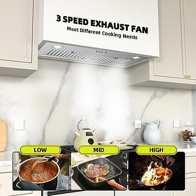 Range Hood Insert/Built-in 30 Inch,Ultra Quiet,Powelful Suction Stainless  Steel Ducted Kitchen Vent Hood with LED Lights and Dishwasher Safe Filters,  3-Speeds 600 CFM (30in Cold) 