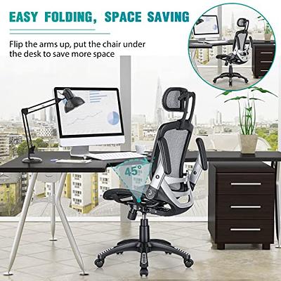 GABRYLLY Ergonomic Mesh Office Chair, High Back Desk Chair - Adjustable  Headrest with Flip-Up Arms, Tilt Function, Lumbar Support and PU Wheels