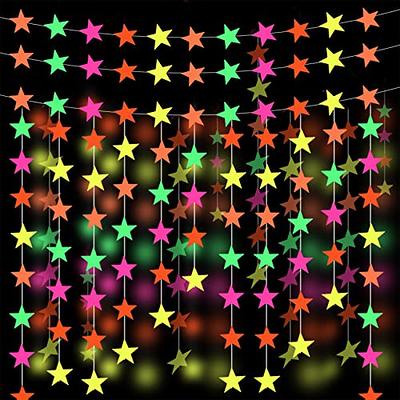  Happy Birthday Glow Party Banner Neon Streamers UV Black  Light Reactive Paper Garland Neon Happy Birthday Banner Fluorescent  Streamers Hanging Ornaments Glow In The Dark For Birthday Party Decorations