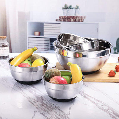 Stainless-Steel Nesting Mixing Bowls, Set of 5