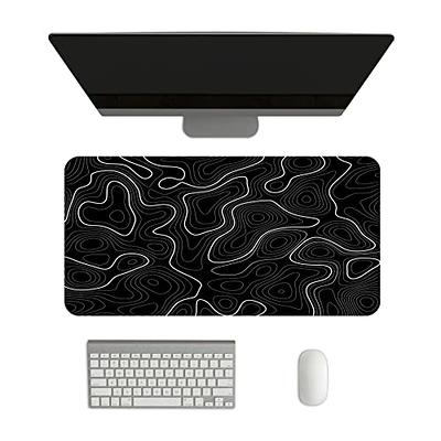 Black Topographic Desk Mat, Large Gaming Mousepad, Black Desk Pad