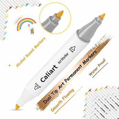  Caliart Markers, 100 Colors Dual Tip Art Markers Sketch Pens  Permanent Alcohol Based, with Case for Adult Kids Halloween Drawing  Sketching (White Barrel) : Arts, Crafts & Sewing