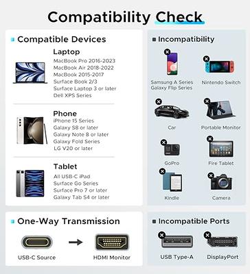 Plugable USB C to HDMI Adapter Cable - Connect USB-C or Thunderbolt 3  Laptops to HDMI Displays up to 4K@60Hz = - (Compatible with 2018 MacBook  Air