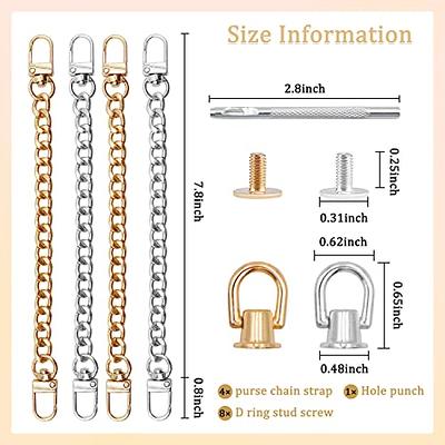  uxcell Purse Chain Strap, 2Pcs 31x0.24 Flat Chain Strap  Handbag Chains Accessories Purse Straps Shoulder Cross Body Replacement  Strap(Gold Tone)