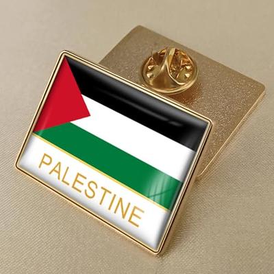 Palestine National Flag Lapel Pins Crystal Epoxy Metal Enamel