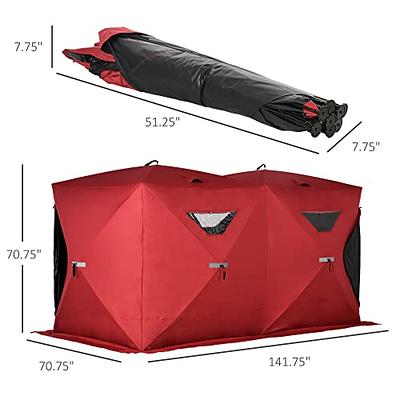 Outsunny 5-8 People Ice Fishing Shelter, Pop-Up Portable Ice Fishing Tent  with Carry Bag, Two Doors, Windows and Vents, Ice Shanty for Winter Fishing,  Red - Yahoo Shopping