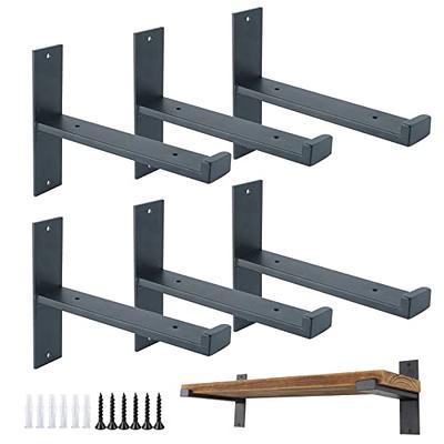 Shelf Brackets with Hooks, Heavy Duty Floating Shelf Bracket, Cast Iron Shelving  Brackets for DIY Wall Shelves, Rustic Shelf Brackets 6 Inch, 2 Pack - Yahoo  Shopping