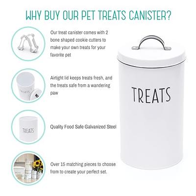 Outshine White Farmhouse Metal Dog Food Storage Container | Large Dog Food Canister with Fitted Lid | Cute Container for Dog Food | Decorative Dog