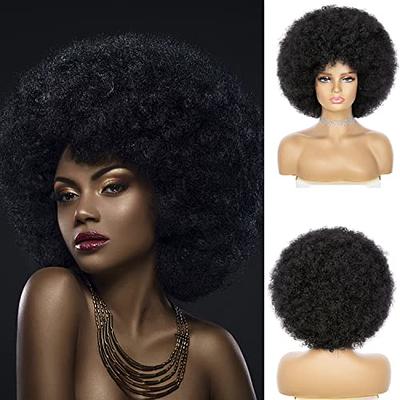 Black Curly Wigs for Black Women Short Afro Big Curly Wig with Bangs Loose  Curly