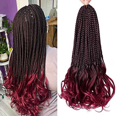 Hand Made Box Braids Crochet Hair Pre Looped Medium Braided Hair Synthetic  Black Color Box Brading Hair Extensions 22roots/pack 7Packs Sale (18inch