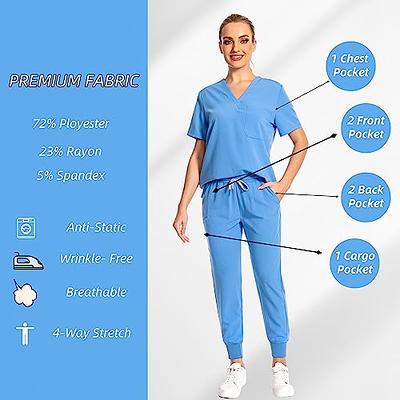 Medgear Women's Stretch Scrubs Set 5-Pocket Top & Multi-Pocket