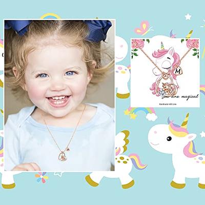 Kids Sterling Silver Rainbow Unicorn Necklace for Little Girls 16-18 inch