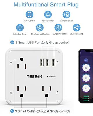 Outdoor Smart Plug, TESSAN WiFi Outlet Works with Alexa, Google