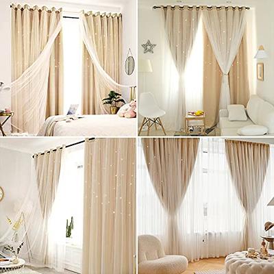 2PCS Double Layer Curtains Blackout Curtains for Bedroom Living Room 52x84  inch