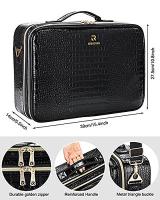 Relavel Extra Large Makeup Bag, Makeup Case Professional Makeup Artist Kit  Train Case Travel Cosmetic Bag Brush Organizer, Waterproof Leather  Material, with Adjustable Shoulder Straps and Dividers Black Extra Large