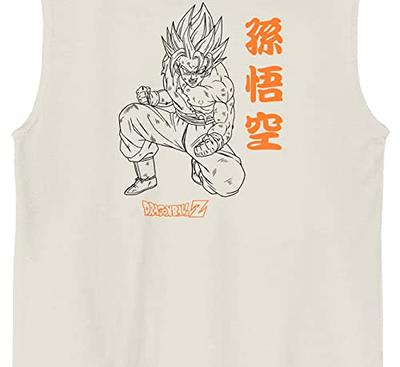 Dragon Ball Z Goku Line Art with Orange Puff Text Crew Neck Sleeveless Tofu Men's  Muscle Tank Top-Large - Yahoo Shopping