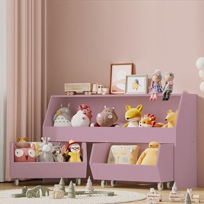 Qaba 3 Tier Kids Storage Unit Dresser Tower with Drawers Chest Toy  Organizer for Bedroom Nursery Kindergarten Living Room for Boys Girls, Pink