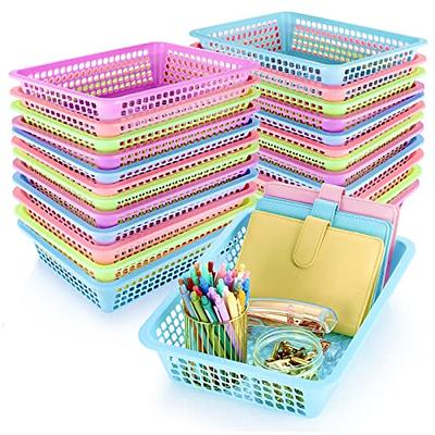 Zhehao 24 Pcs Paper Organizer Basket 13.6 x 10.2 x 3.3 Inch Classroom  Plastic Mesh Bins Colorful Organization Storage Trays Classroom Office Home  Baskets for Papers Crayon Pencils Toy File - Yahoo Shopping