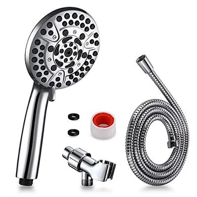 Shower Head + 1.5m Flexible Shower Hose, Bathroom Shower Hand Shower With 5  Modes High Pressure Water Saving - Chrome