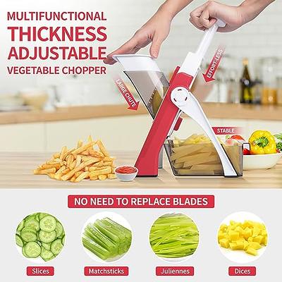 Safe Mandoline Slicer for Kitchen, QIECAI Vegetable Chopper Adjustable  Potato Cutter, Upright Manual Food Chopper, Veggie Dicer Kitchen Gadgets  Sets (Red) - Yahoo Shopping