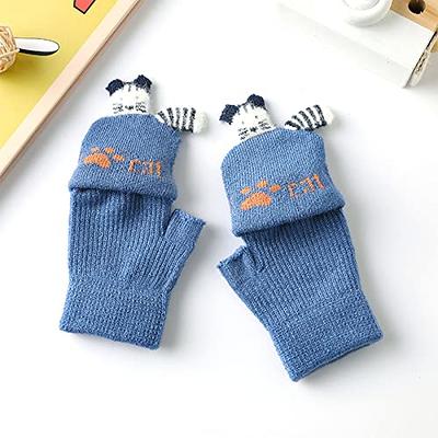 Kids Toddler Magic Wool Knit Convertible Flip Top Gloves with