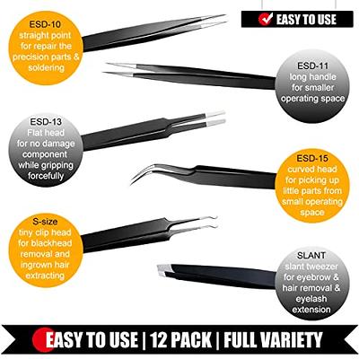 12 TWEEZER SET (1) STRAIGHT (1) CURVED