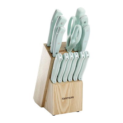 Bunpeony 15-Piece Stainless Steel Knife Block Set