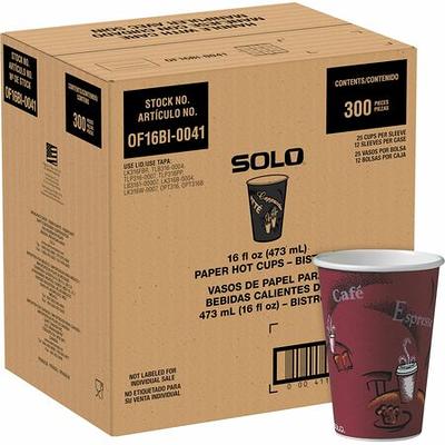 Solo 412WN: Single-Sided Poly Paper Hot Cups, 12 oz, White, 50 / Bag