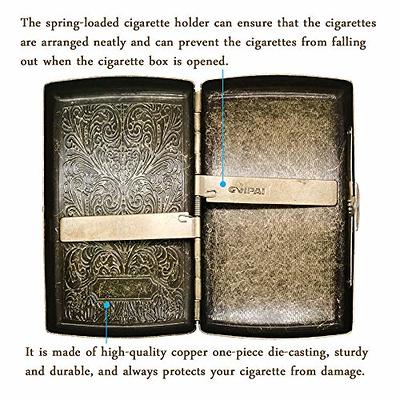 YHOUSE Cigarette Case - Retro Metal Cigarette Box Double Sided Spring Clip  Open Pocket Holder for 20 Cigarettes (Golden)