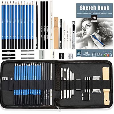 Heshengping, 41pcs Sketching Pencil Set Drawing Sketch Kit Graphite Pencils  Charcoal Pencils Watercolor Pencils Blending Stumps 50page sketchbook