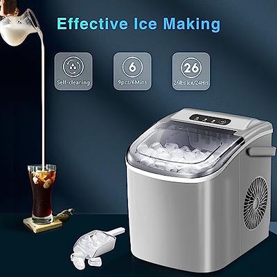  Countertop Ice Maker, Ice Maker Machine 6 Mins 9 Bullet Ice,  26.5lbs/24Hrs, Portable Ice Maker Machine with Self-Cleaning, Ice Scoop,  and Basket, Compact Ice Maker for Home/Kitchen/Office/Party : Appliances