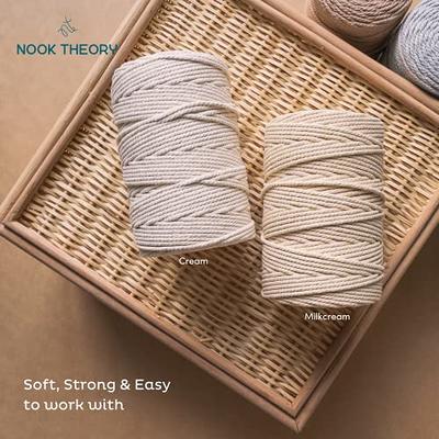 Nook Theory 5mm Macrame Cord 109 Yards - 3mm 4mm Soft Macrame Rope Perfect  for Knots - Macrame Supplies for Wall Hangers & Boho Decorations - Cotton