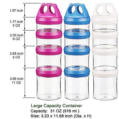 BeneLabel Stackable Food Storage Containers for Formula Travel Container  for Storing Milk, Protein Powder, Snacks, Travel Items, BPA Free(Red, 31oz)