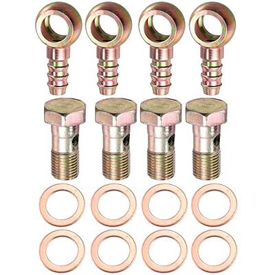 Stainless Steel Double Banjo Bolts M10x1.0 Turbo Brake Line Banjo Bolt  Fitting Adapter Universal with 3 pcs M10 Copper Washers, M10x1 Metric Thread