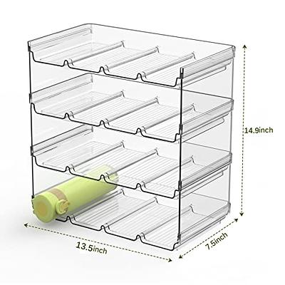 Spaclear 4 Pack Water Bottle Organizer, Stackable Kitchen Pantry  Organization and Storage Shelf, Plastic Bottle Holder for Fridge Kitchen  Cabinet