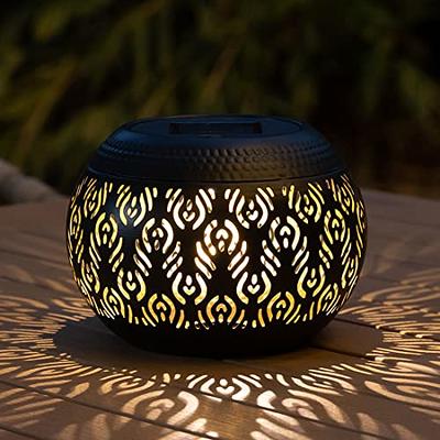 Pack of 2 Decorative Black Metal Electric Lantern Table Top Lamp