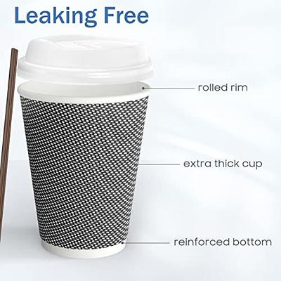 MRcup [80 Packs] 12oz Insulated Triple Wall Disposable Coffee Cups with Lids  and Straws, PerfectTouch Leakfree Anti-slip Anti-spill Togo Hot & Cold  Reusable Paper Cups, Black and White - Yahoo Shopping