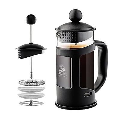 QUQIYSO French Press Coffee Maker 304 Stainless Steel French Press with 4  Filter, Heat Resistant Durable, Easy to Clean, Borosilicate Glass Coffee