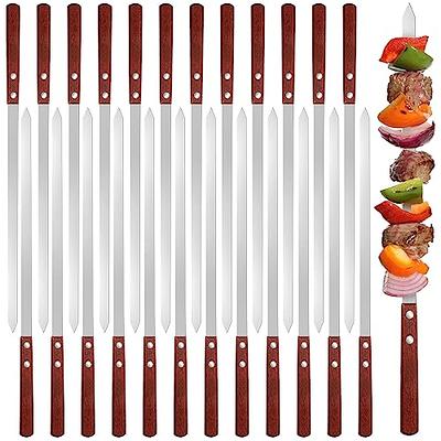 Reusable Skewers for Barbecue Grill Stainless Steel Skewers Shish Kebab BBQ  Camping Flat Forks Gadgets Kitchen Accessories Tools