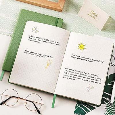 RETTACY Dotted Bullet Grid Journal 2 Pack - A5 Dot Grid Leather Hardcover  Notebook with 320 Pages, 120 GSM Premium Acid-Free Paper, Back Pocket