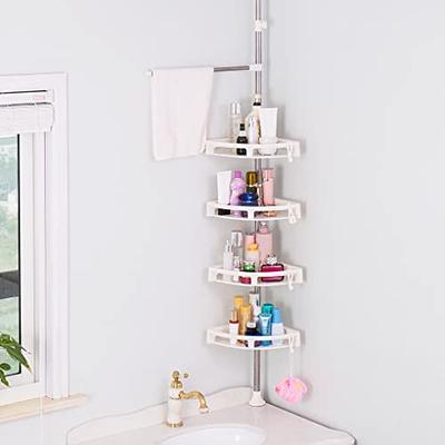 4-Tier Rustproof Shower Corner Bathroom,Bathtub Storage Organizer w/Tension  Pole