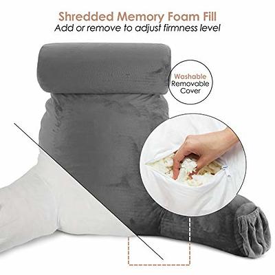 Nestl Reading Pillow Standard Bed Pillow, Back Pillow for Sitting in Bed  Shredded Memory Foam Chair Pillow, Reading & Bed Rest Pillows Grey Back