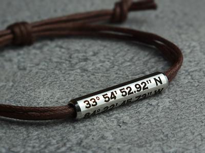 Mens Bracelet, GPS Bracelet, Engraved bracelet, Coordinate bracelet, Letters  bracelet, Personalized Gift