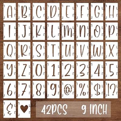 Alphabet Letter Stencils 4 inch, 42 Pcs Reusable Plastic Letter and Number  Templates Alphabet Symbol Craft Stencils, Art Craft Stencils for Painting