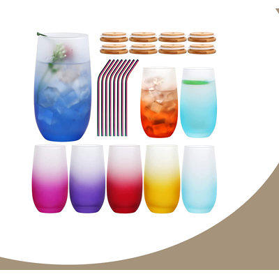  KAUND 4 PCS Ice Coffee Cup with Bamboo Lids and Glass  Straw,16oz Sublimation Boho Printed Beer Can Glasses,Ideal for  Cocktails,Whiskey,Beer,Soda and Gifts (C01-Boho) : Home & Kitchen
