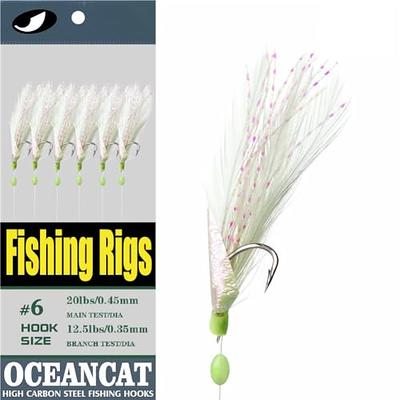 OCEAN CAT 10 Packs Feather Fish Skin 6 Hooks Fishing Rigs with String Hooks  Glow Fishing Beads High Carbon Hooks for Freshwater Saltwater Fishing Lures  Bait Rig Tackle (2#) - Yahoo Shopping
